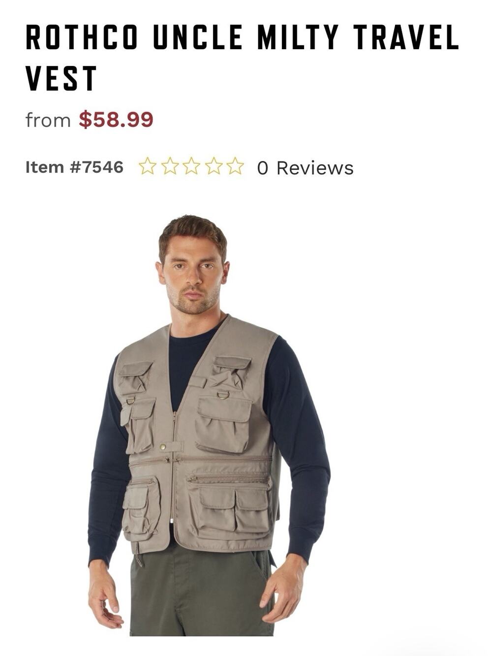 Rothco Uncle Milty Utility Vest Khaki Medium Gorpcore Tactical Fishing Outdoor